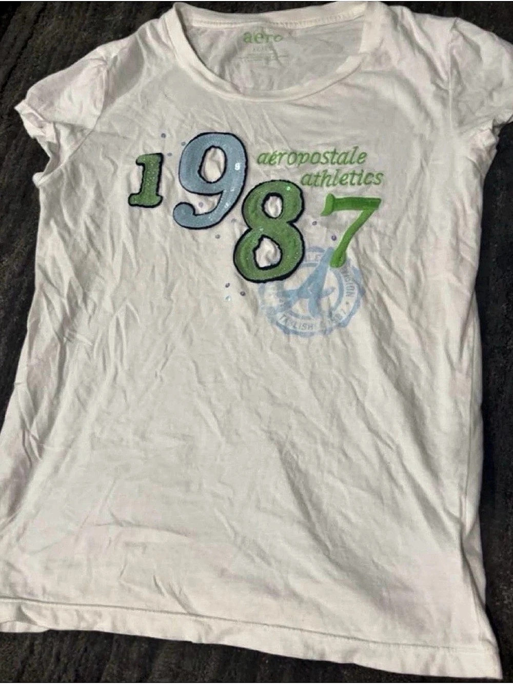 Aeropostale 1987 Athletics Graphic Tee Graphic Short Sleeve Tee in White